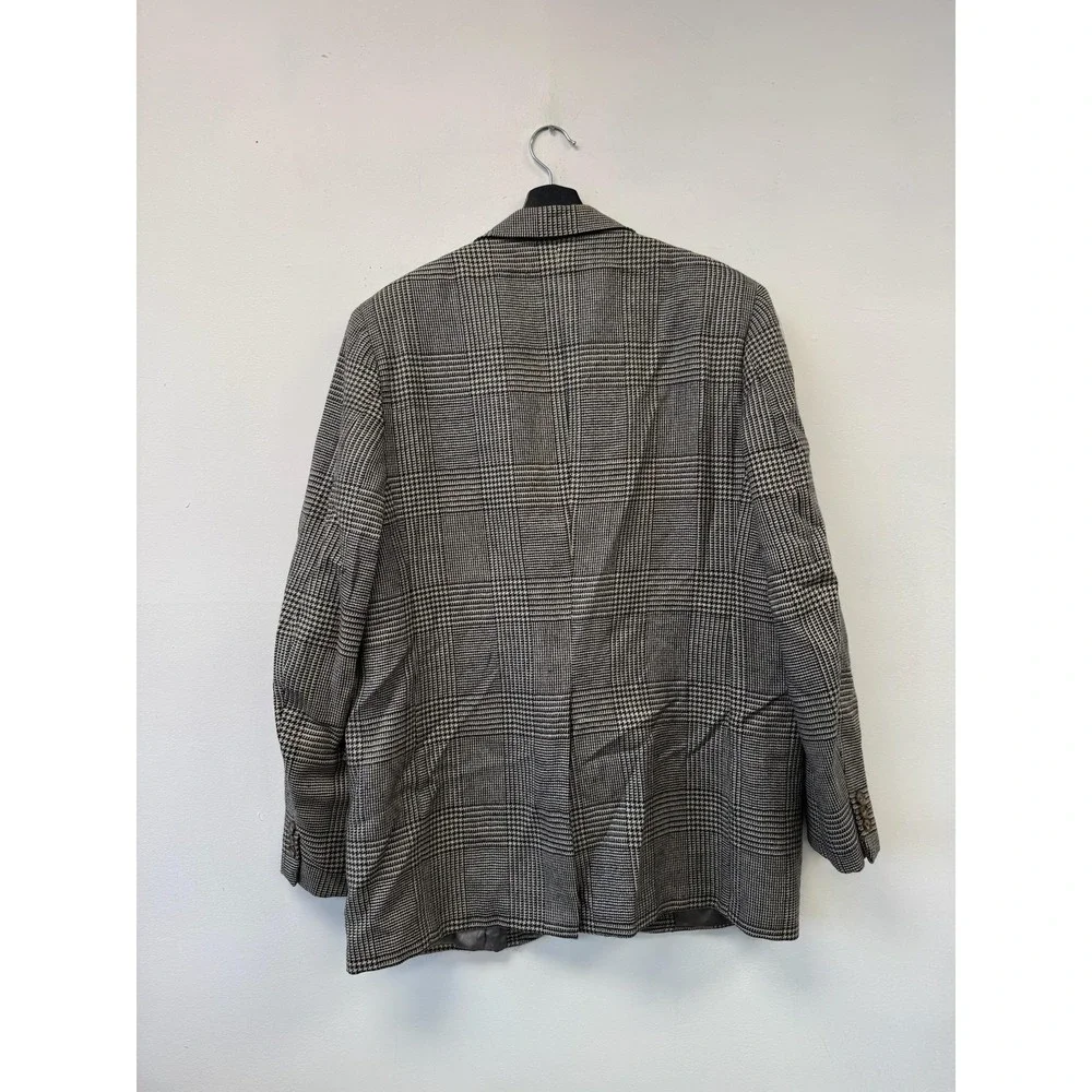 Vintage Phillips Mens Wear Blazer Mens Large Gray Glen Plaid Wool Sport Coat 80s